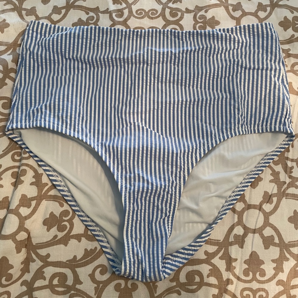 Jcrew high wasted seersucker bikini bottom